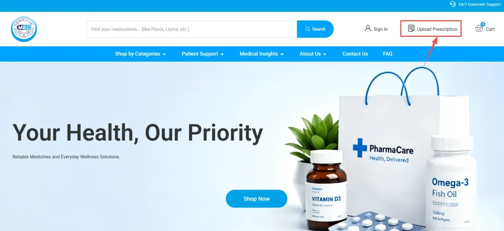 Click the Upload Prescription button